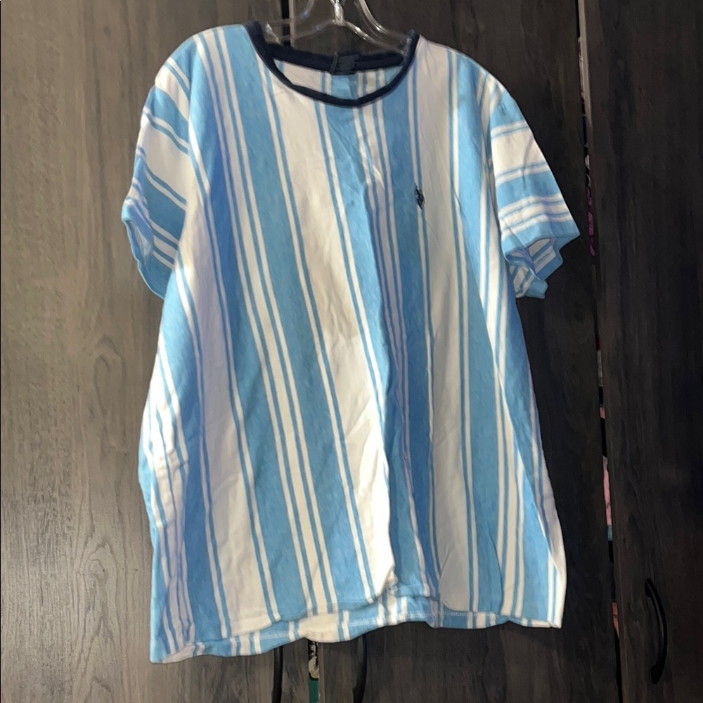 U.S polo blue and white striped shirt size XL